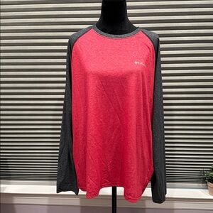 Men's Red and Gray Long Sleeve Shirt